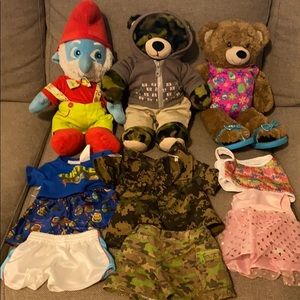 3 Build-A-Bear stuffed animals w/outfits